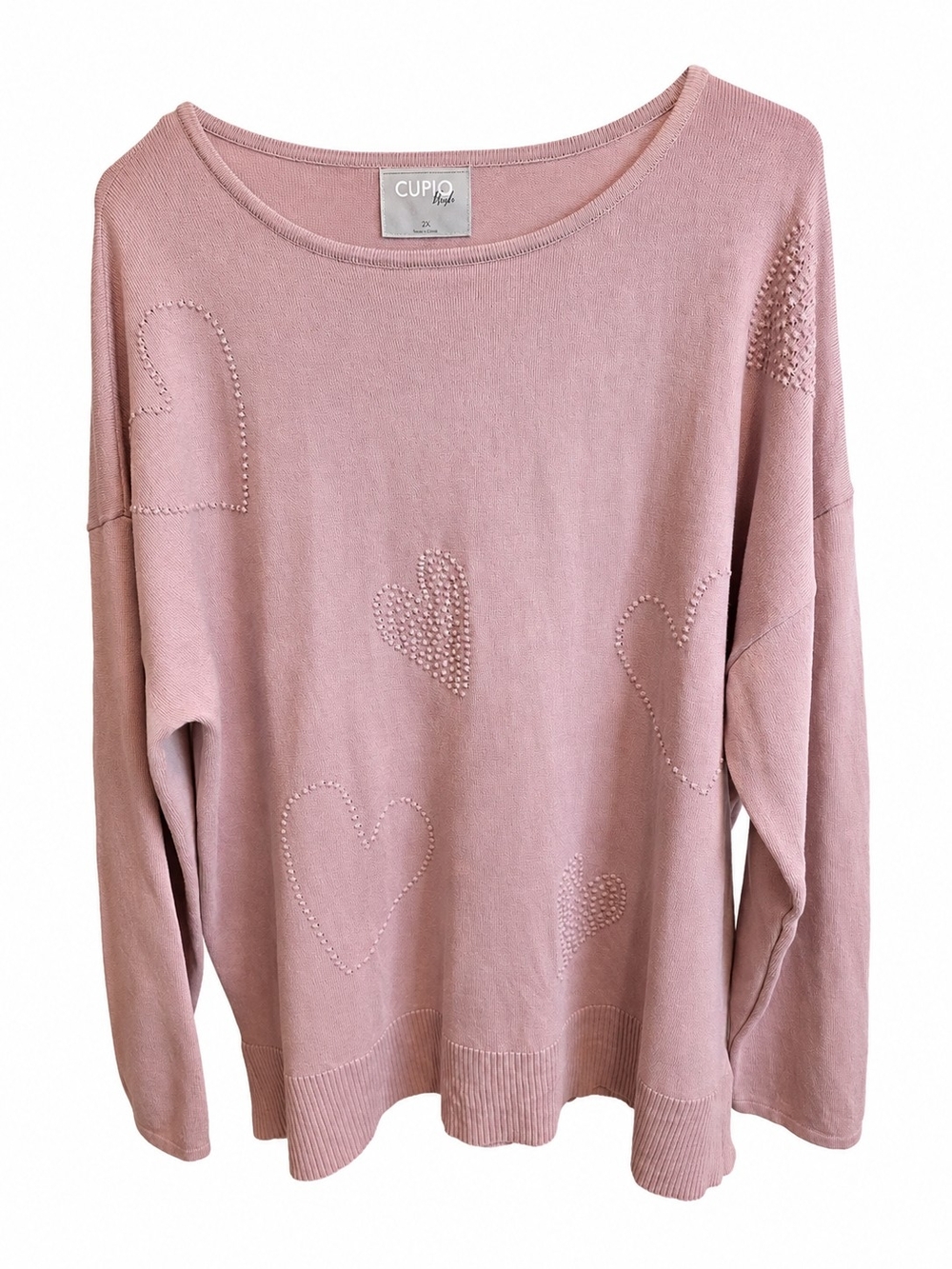 Cupio Pink Heart-Accent Women's Sweater